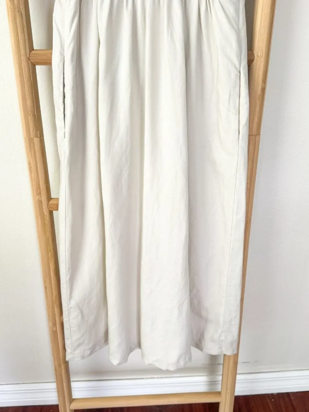 Zara Linen Cream Ivory Midi Dress Size XS Beige Minimalist Slip Sundress - Picture 8 of 10